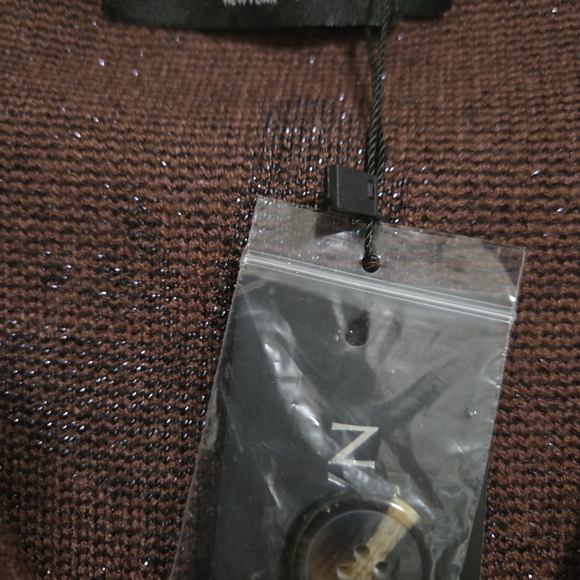 Nancy Yang Brown Cardigan with Black Butterfly Pattern - Picture 2 of 2